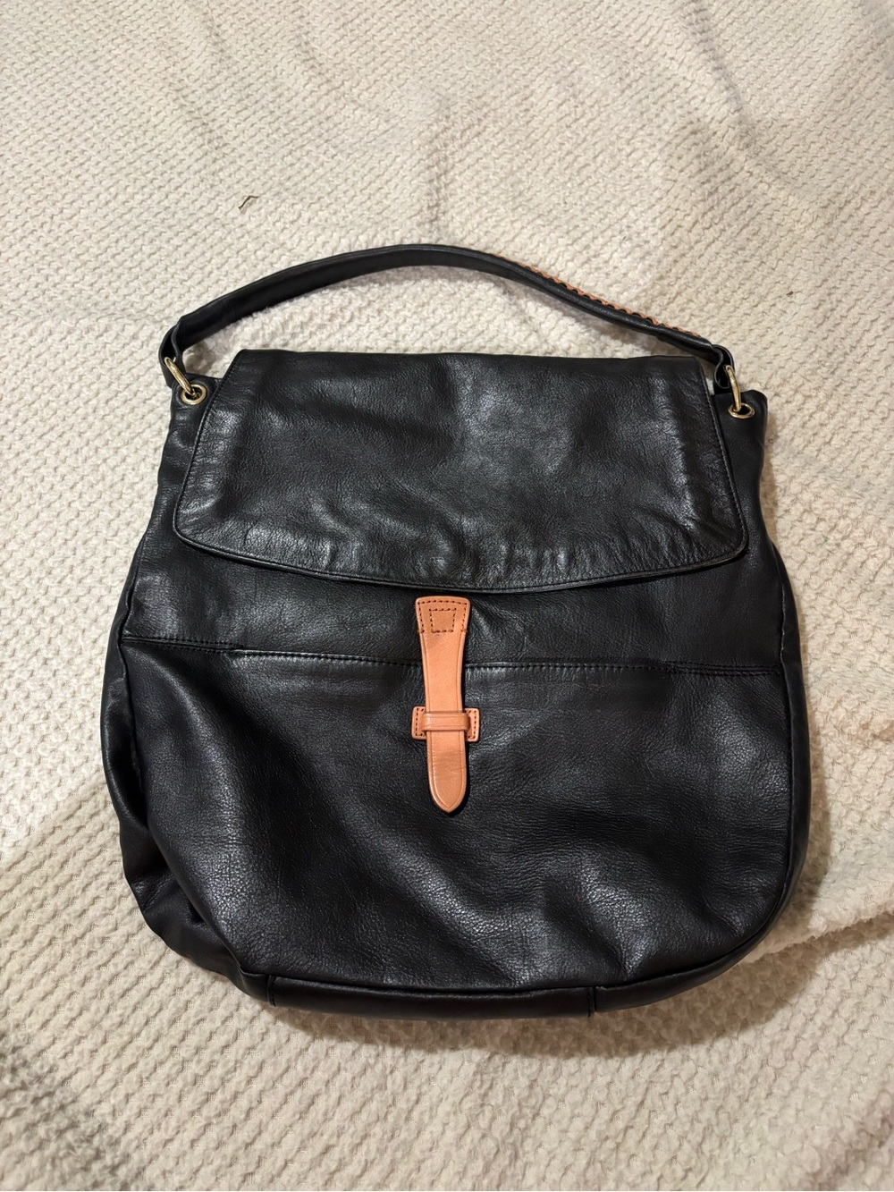 Black Authentic Leather Christoper Kon Hobo Minimalist Slouchy Purse Y2K